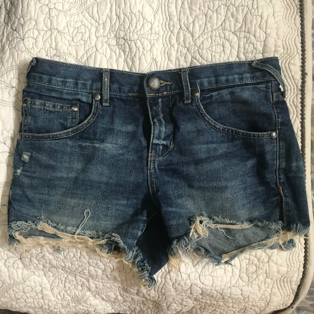 Free People distressed denim shorts